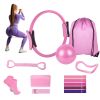 14Pcs Pilates Ring Set with Resistance Bands Yoga Ball Non-Slip Socks, All-in-One Home Gym Equipment for Core Arm Back Training, Portable for Travel