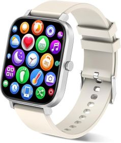 Smart Watch for Men Women Compatible with iPhone Samsung Android Phone 1.69 inch Full Touch Screen IP68 Waterproof Bluetooh Fitness Tracker Heart