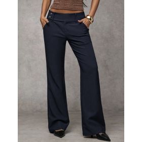 Draping Slimming And Height-enhancing Versatile Casual Workwear Suit Pants (Option: Navy Blue-M)