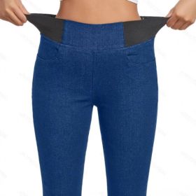 Fleece Padded Jeans Women's Slim Fit All-matching Skinny Pants (Option: Blue-XS)