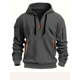 Dropped Shoulder Hooded Sweatshirt Men's Women's Plus Size Loose Pullover Fashion Sweatshirt (Option: Dark Gray-S-1pcs)