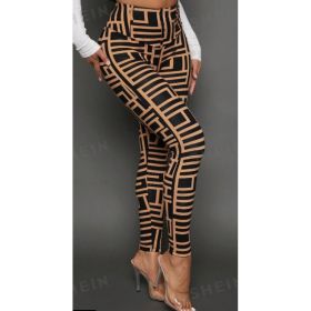 Casual Women Geometric Print Knitted Leggings (Option: Multicolor-3XL)