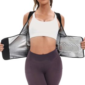 Womens Sauna Sweat Suit Weight Loss Waist Trainer Shirt (Color: Silver, size: S)