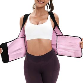 Womens Sauna Sweat Suit Weight Loss Waist Trainer Shirt (Color: Pink, size: L)