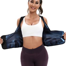 Womens Sauna Sweat Suit Weight Loss Waist Trainer Shirt (Color: Blue, size: M)