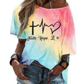 Women's Fashion Tie Dye Shirts Loose Print Graphic T-Shirts Casual Shirts (Color: 03, size: L)