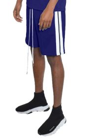 Side Stripe Tape Shorts (Color: NAVY, size: L)