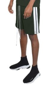 Side Stripe Tape Shorts (Color: OLIVE, size: 3XL)