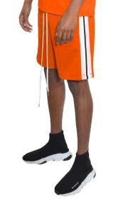 Side Stripe Tape Shorts (Color: orange, size: M)