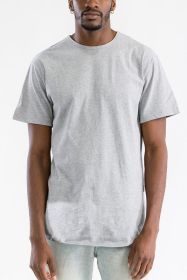 Extended Scallop Round Neck Tshirt (Color: H.GREY, size: 2XL)