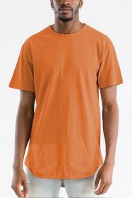 Extended Scallop Round Neck Tshirt (Color: NAVY, size: XL)