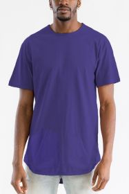 Extended Scallop Round Neck Tshirt (Color: orange, size: L)