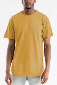 Extended Scallop Round Neck Tshirt (Color: Mustard, size: S)