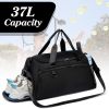 Gym Duffle Bag with Shoe Compartment & Wet Pocket 37L Waterproof Sports Travel Bag for Men Women Carry On Weekender Overnight Tote with Adjustable Sho