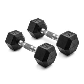 5lb 8lb 10lb 12lb 15lb Coated Rubber Hex Dumbbell, Pair of 2 (actual weight: 8lb Pair)
