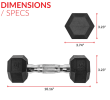 5lb 8lb 10lb 12lb 15lb Coated Rubber Hex Dumbbell, Pair of 2