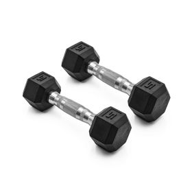 5lb 8lb 10lb 12lb 15lb Coated Rubber Hex Dumbbell, Pair of 2 (actual weight: 5lb Pair)