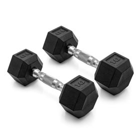 5lb 8lb 10lb 12lb 15lb Coated Rubber Hex Dumbbell, Pair of 2 (actual weight: 10lb Pair)
