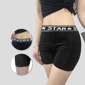 Women's High Waist Letter Print Shorts – Stretchy Gym, Dance & Yoga Hot Pants (Color: Black, size: M)