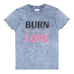 Burn for What You Love Denim T-Shirt (Color: Denim Blue, size: S)