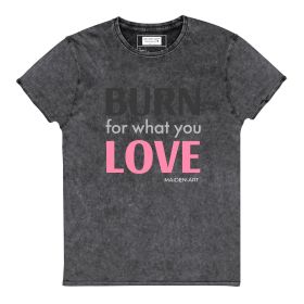 Burn for What You Love Denim T-Shirt (Color: Black, size: S)
