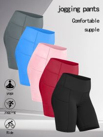 5PCS  No Front Seam Biker Shorts – High Waist, Butt-Lifting, Pocketed, Breathable Yoga Shorts (Colour: A set of five colors, size: XXL)