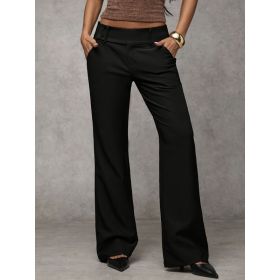 Draping Slimming And Height-enhancing Versatile Casual Workwear Suit Pants (Option: Black-S)