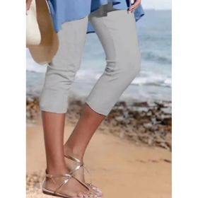 Summer Women's Plain Casual Leggings (Option: Gray-M)