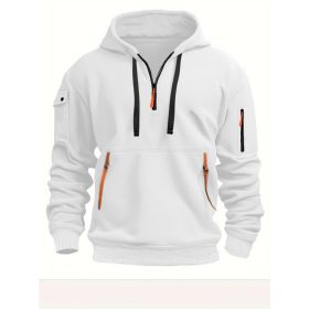 Dropped Shoulder Hooded Sweatshirt Men's Women's Plus Size Loose Pullover Fashion Sweatshirt (Option: White-XXL-1pcs)
