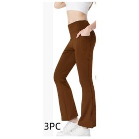 Ladies Mid Waist Abdominal-shaping Slimming Cropped Pants Casual Pocket Bootcut Trousers (Option: SetD-XL)