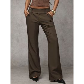 Draping Slimming And Height-enhancing Versatile Casual Workwear Suit Pants (Option: Brown-M)