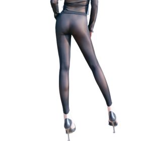 Female Solid Color Casual Versatile High-waisted Sheer Leggings (Option: Black-M)