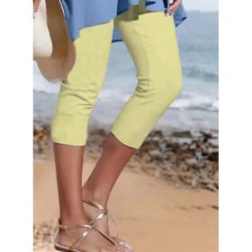 Summer Women's Plain Casual Leggings (Option: Yellow-2XL)
