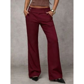 Draping Slimming And Height-enhancing Versatile Casual Workwear Suit Pants (Option: Wine Red-XXL)