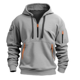 Dropped Shoulder Hooded Sweatshirt Men's Women's Plus Size Loose Pullover Fashion Sweatshirt (Option: Light Gray-XXL-1pcs)