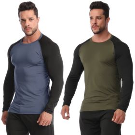 Fitness Clothes Men's High Elastic Breathability PRO Quick-drying (Option: Green and black-L-2pcs)