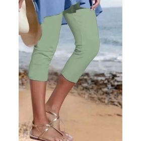 Summer Women's Plain Casual Leggings (Option: Light Green-5XL)