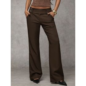 Draping Slimming And Height-enhancing Versatile Casual Workwear Suit Pants (Option: Caramel Color-XXL)