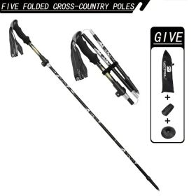 5-Section Collapsible Hiking Poles - Lightweight Trekking Poles With Secure External Lock, Adjustable Length, Sturdy - Ergonomic EVA Grip For Mou (Option: Black)