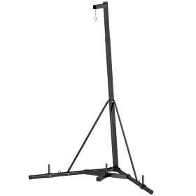 Foldable Punch Bag Stand, Height Adjustable Heavy Bag Stand with Weighted Base, Free Standing for Home Gym, Stand Only (Option: Black-1220x270x130 mm)